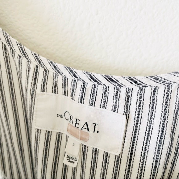 The Great SIZE 2 Flutter Sleeve Cami Stripe Midi Dress in dark gray / white - Picture 3 of 5